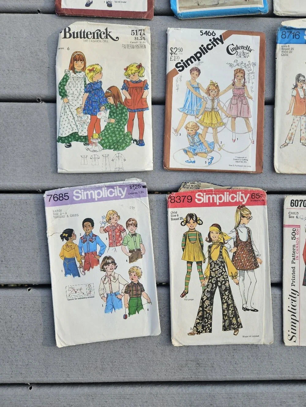 24 Vintage 60s/70s Girls Sewing Patterns- Sz 5-6 Boho Retro Unchecked